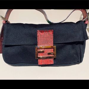 Vintage Black Fendi Bag with Pink Embossed Skin